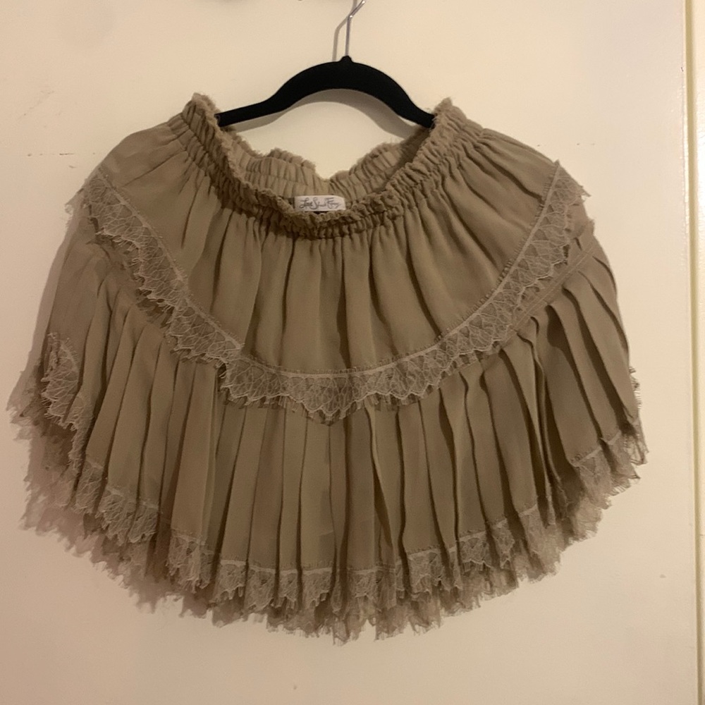 Loveshackfancy Silk Taupe Skirt